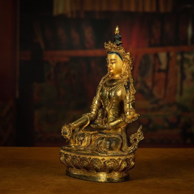 Qing Dynasty Tibetan Kṣitigarbha Copper Statue Abundance Offering from Nyingma Vajra Monastery Antique Collection - Image 2