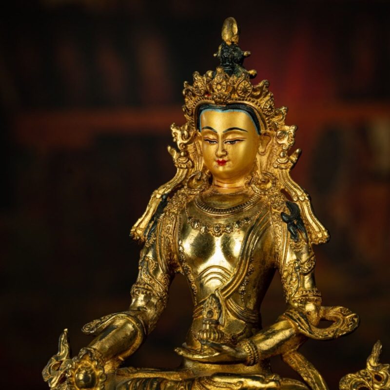Qing Dynasty Tibetan Kṣitigarbha Copper Statue Abundance Offering from Nyingma Vajra Monastery Antique Collection - Image 4