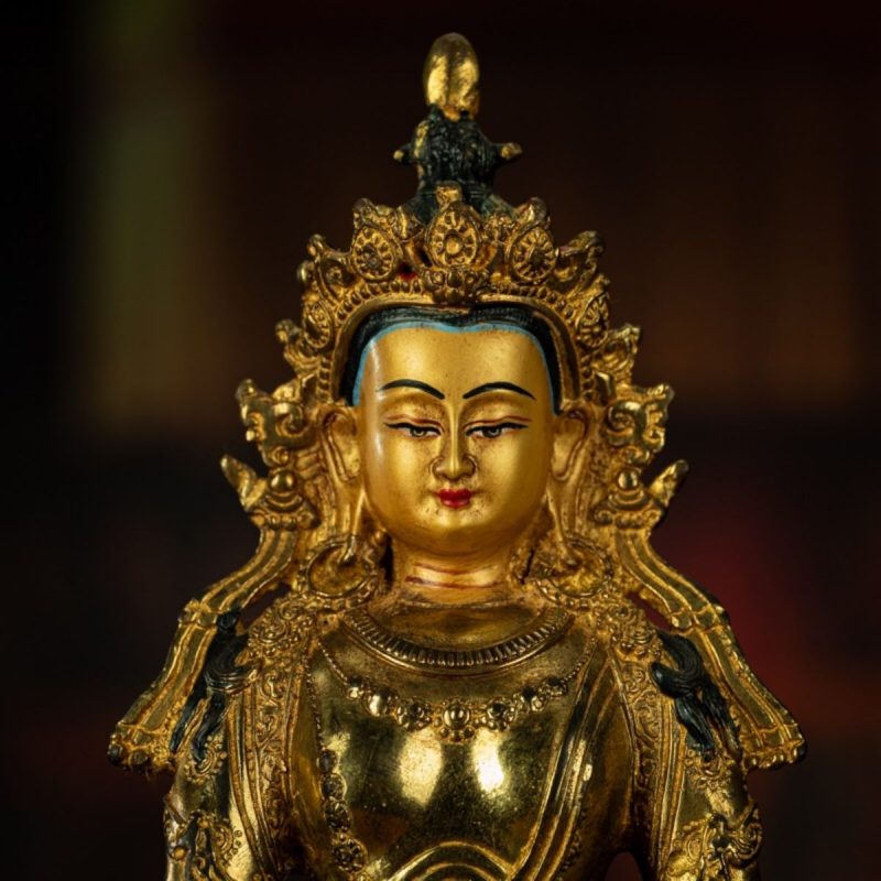 Qing Dynasty Tibetan Kṣitigarbha Copper Statue Abundance Offering from Nyingma Vajra Monastery Antique Collection - Image 5