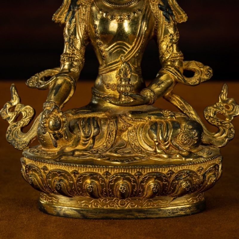 Qing Dynasty Tibetan Kṣitigarbha Copper Statue Abundance Offering from Nyingma Vajra Monastery Antique Collection - Image 6