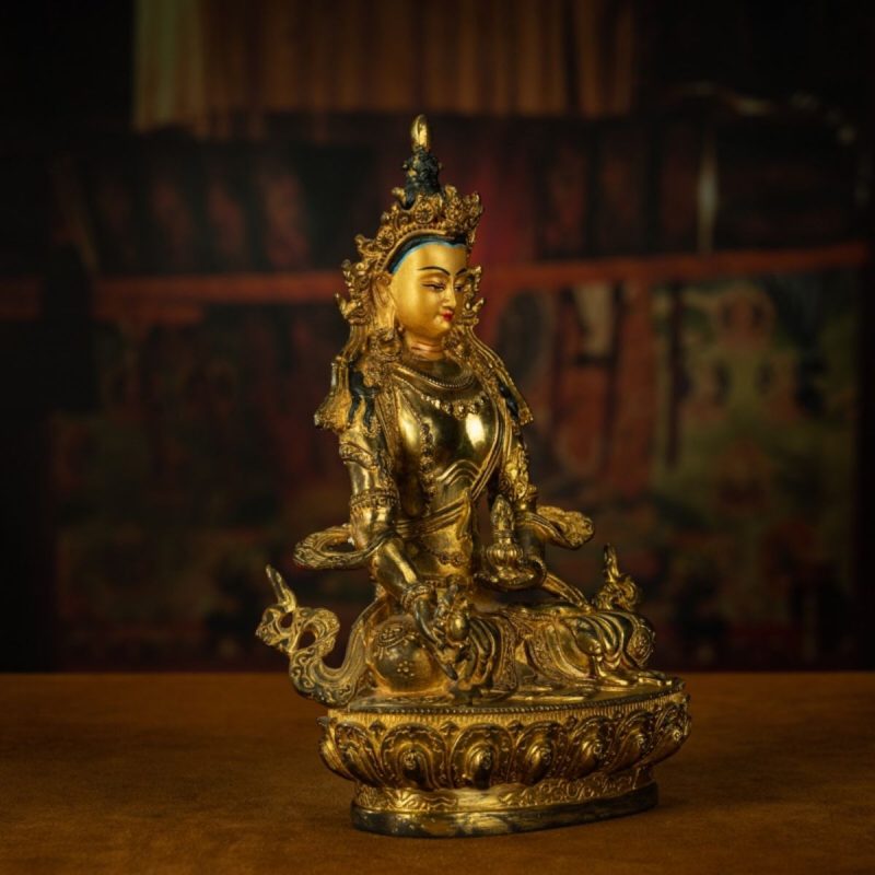 Qing Dynasty Tibetan Kṣitigarbha Copper Statue Abundance Offering from Nyingma Vajra Monastery Antique Collection - Image 7