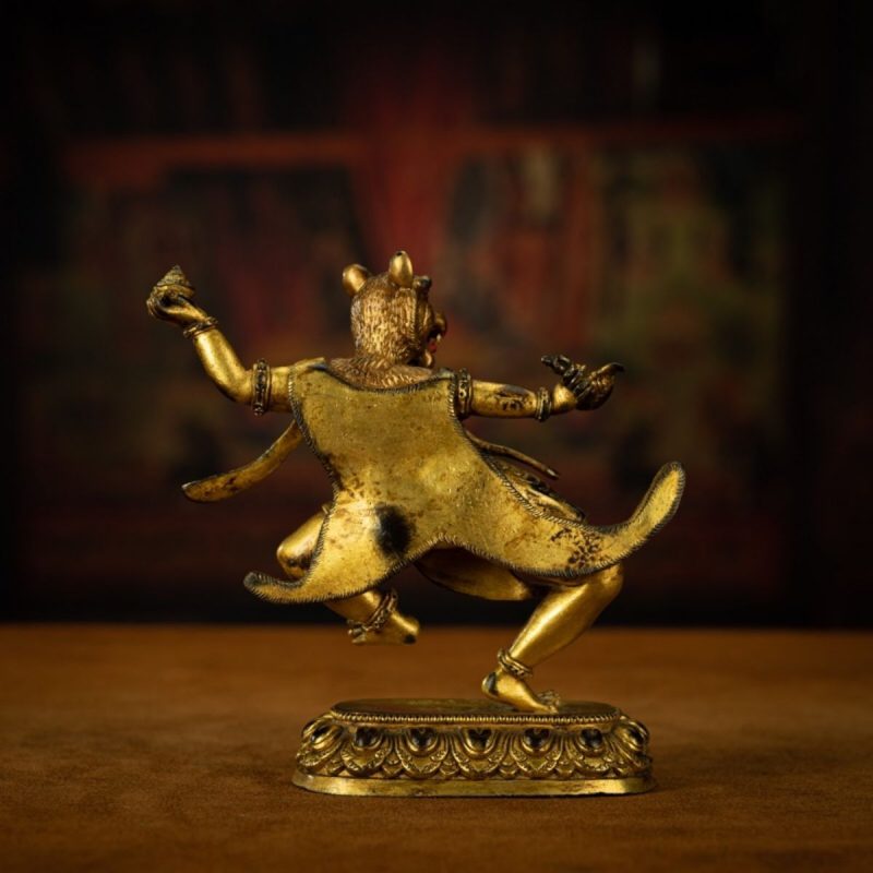 Qing Dynasty Tibetan Antique Statue Simhamukha Dakini Gilded Tibet - Image 3