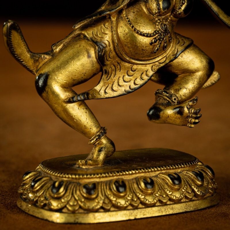 Qing Dynasty Tibetan Antique Statue Simhamukha Dakini Gilded Tibet - Image 7