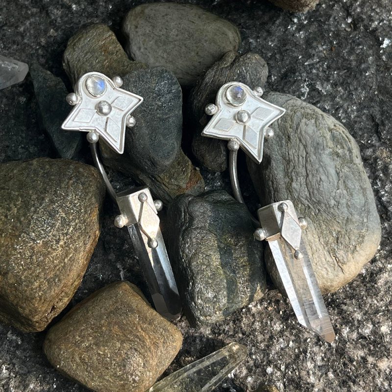 Serenity Crystal Moonstone Silver Earrings - Image 4