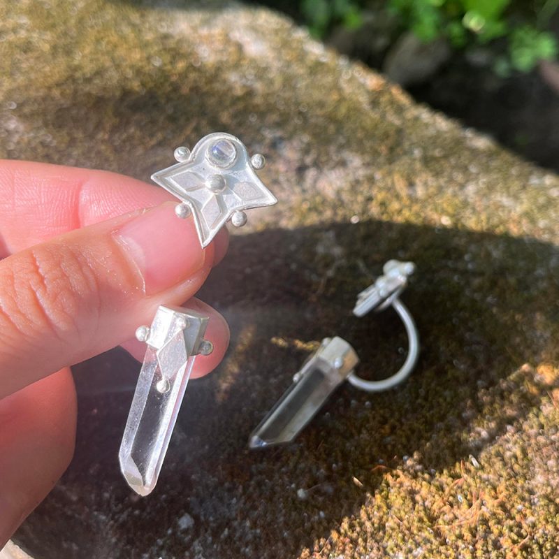 Serenity Crystal Moonstone Silver Earrings - Image 3