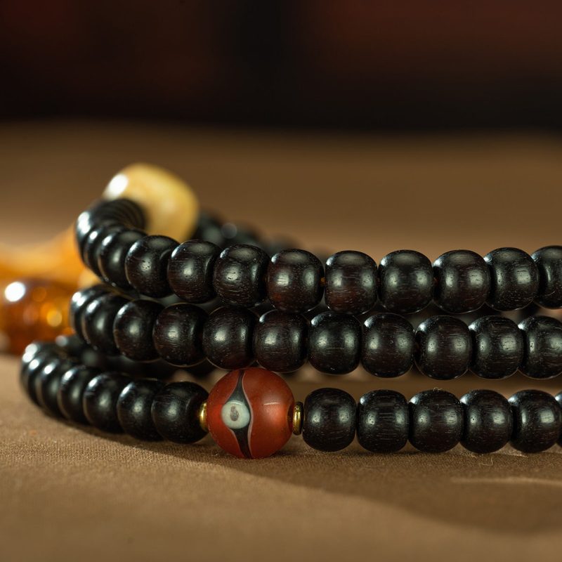 Qing Dynasty Dzogchen Rosary Tibetan Accessories Old Rosewood Tibet - Image 6
