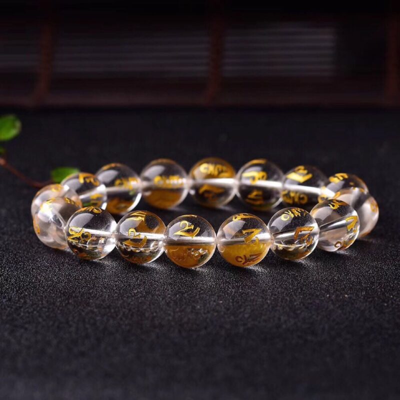 EXQUISITE IN Tibet White Crystal Black Onyx Om Mani Padme Hum Meditation Bracelet - Image 14
