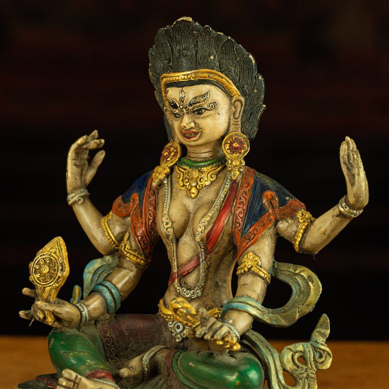 Qing Dynasty Four Armed Tara Copper Mineral Color Palpung Monastery - Image 2