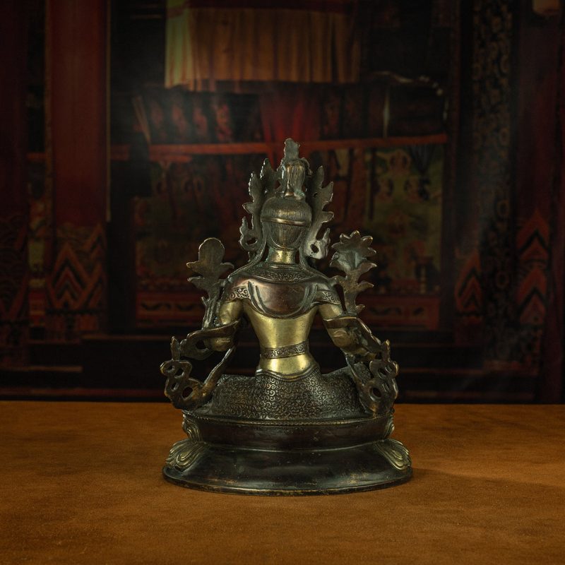 Qing Dynasty Green Tara Tibetan antique Buddha statue gilt silver inlaid with precious stones Zhuqing Temple - Image 7