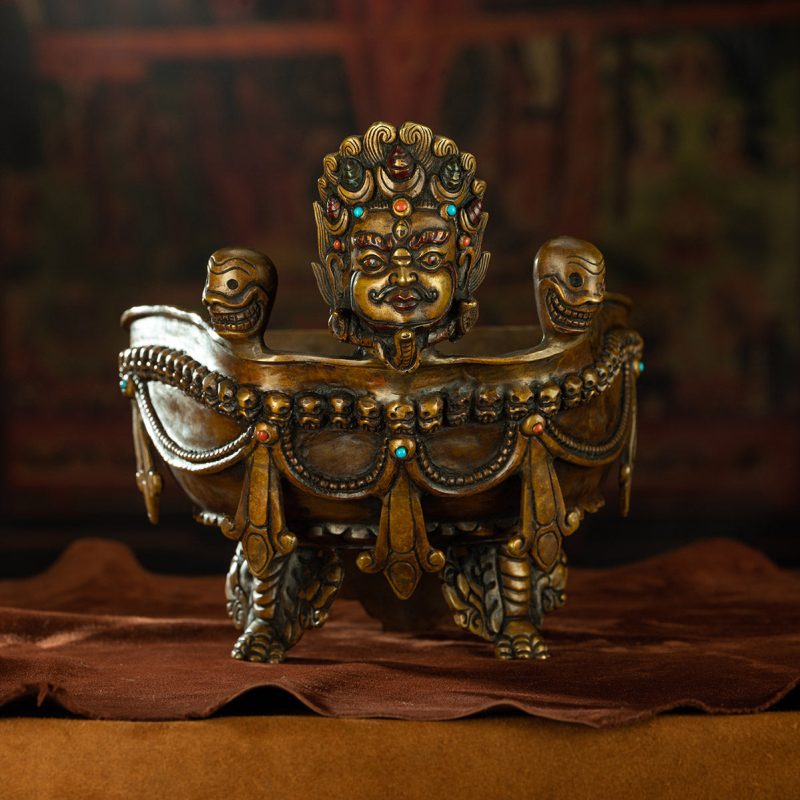 Qing Dynasty Yellow Dzambala Giant Edition Toba Tibetan Dharma Weapon Lima Copper Tibet - Image 6