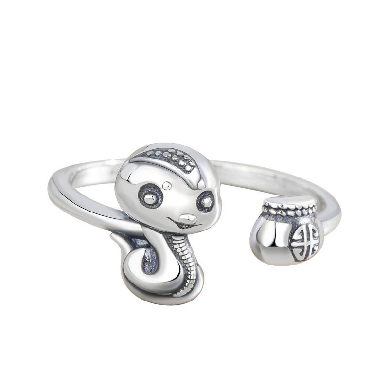 EXQUISITE IN 925 Sterling Silver Year Of The Snake Balance Adjustable Ring - Image 4