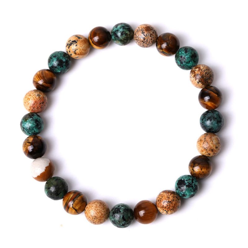 EXQUISITE IN Natural Picture Jasper Turquoise Tiger Eye Mix And Match Beads Protection Bracelet - Image 5