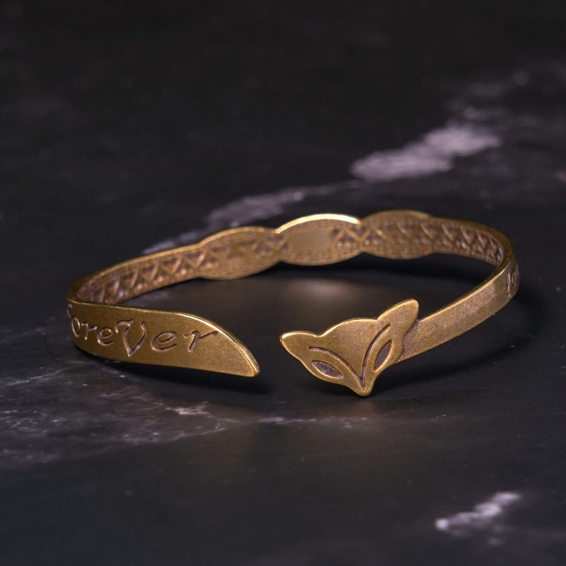 EXQUISITE IN Fox Head Copper Brass 'Love You Forever' Luck Self Care Bracelet Bangle - Image 2