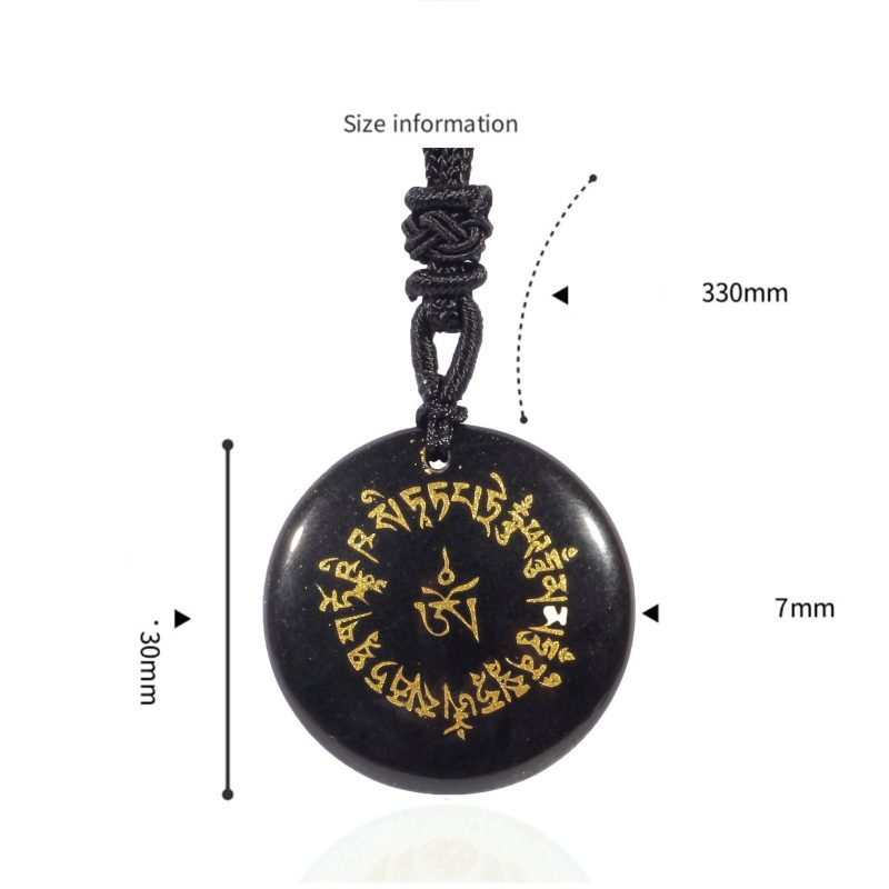 EXQUISITE IN Fortune-gathering Mantra Natural Various Crystal Black Obsidian Fulfilment Necklace Pendant - Image 2
