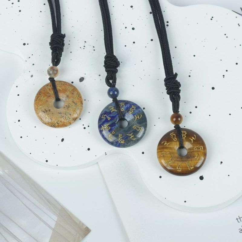 EXQUISITE IN Green Tara Mantra Natural Various Crystal Black Obsidian Fulfilment Necklace Pendant - Image 21