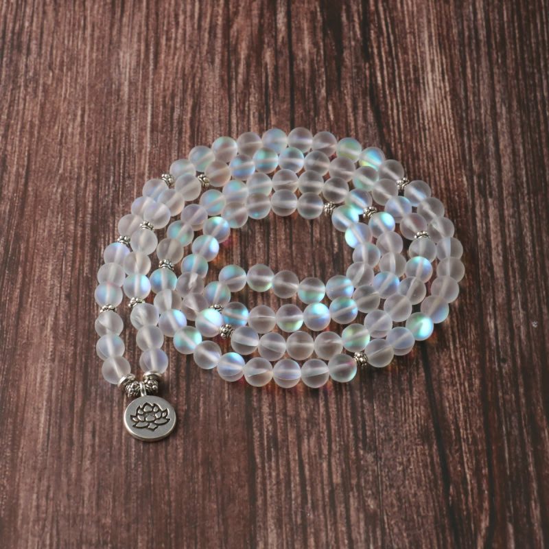 EXQUISITE IN 108 Mala Beads Glitter Stone Lotus Enlightenment Bracelet - Image 3