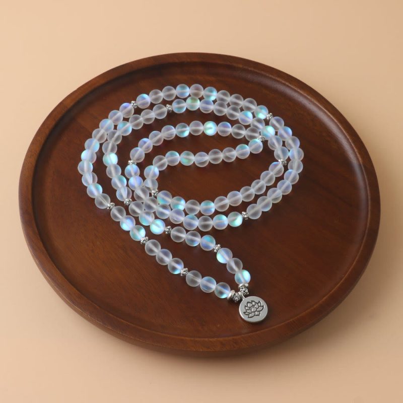 EXQUISITE IN 108 Mala Beads Glitter Stone Lotus Enlightenment Bracelet - Image 2