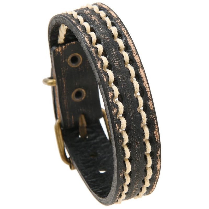 EXQUISITE IN Vintage Leather Adjustable Buckle Strengthen Bracelet - Image 6