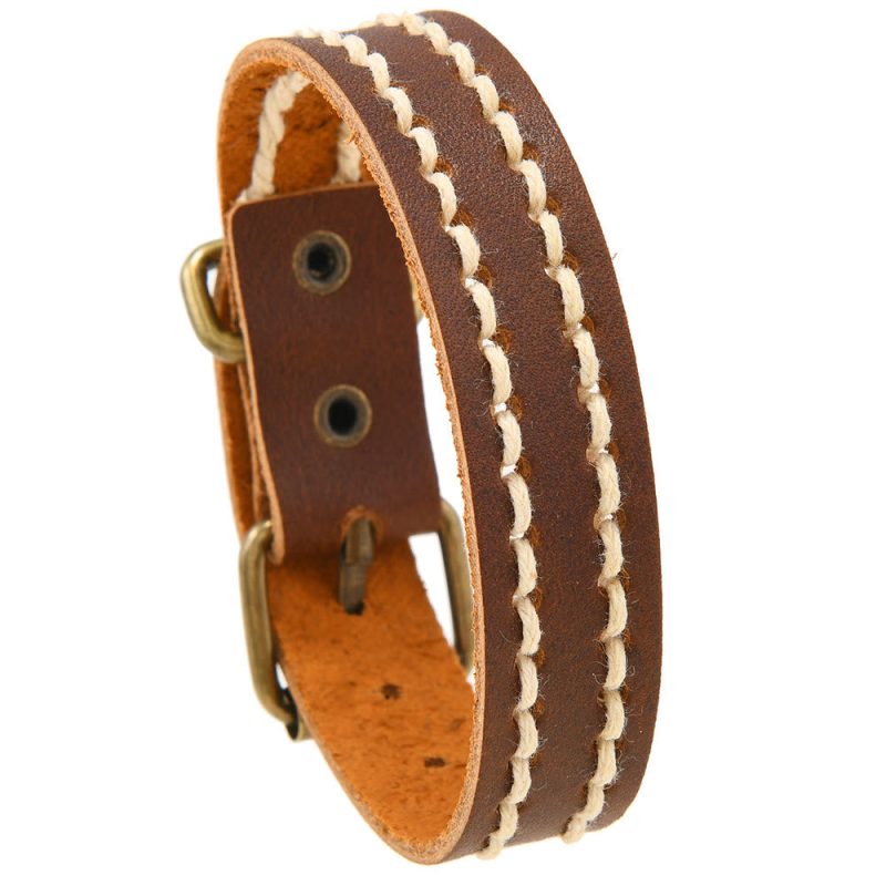 EXQUISITE IN Vintage Leather Adjustable Buckle Strengthen Bracelet - Image 8