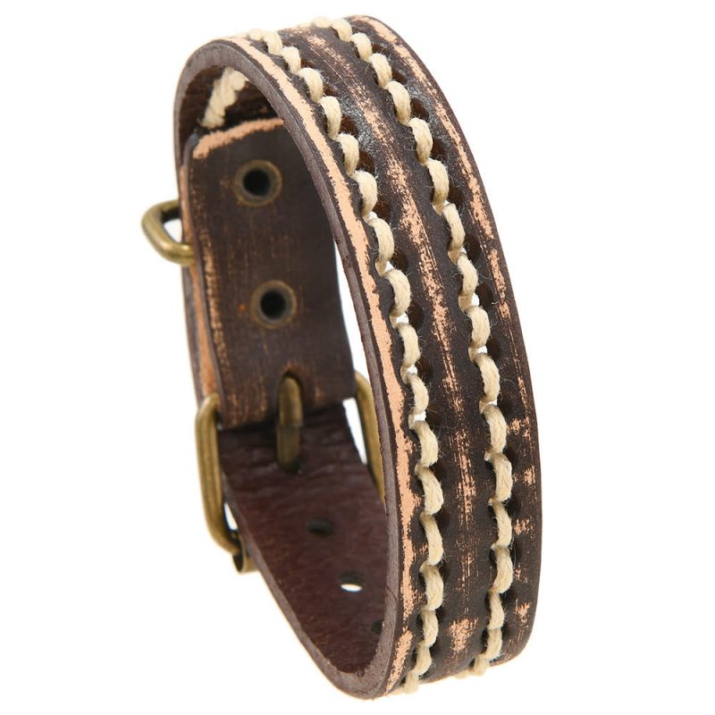 EXQUISITE IN Vintage Leather Adjustable Buckle Strengthen Bracelet - Image 15
