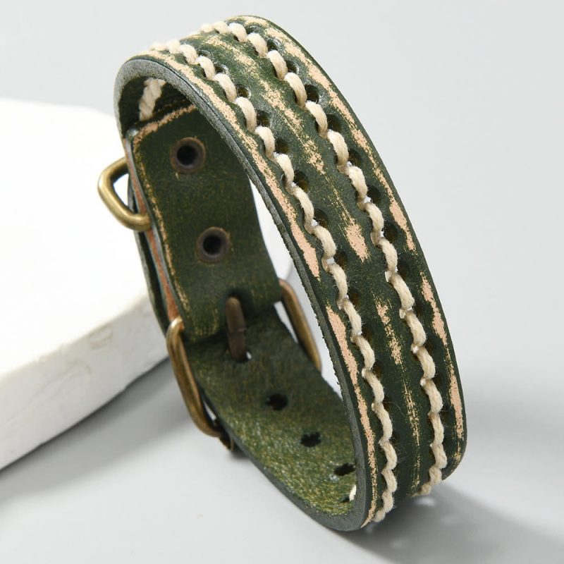 EXQUISITE IN Vintage Leather Adjustable Buckle Strengthen Bracelet - Image 18