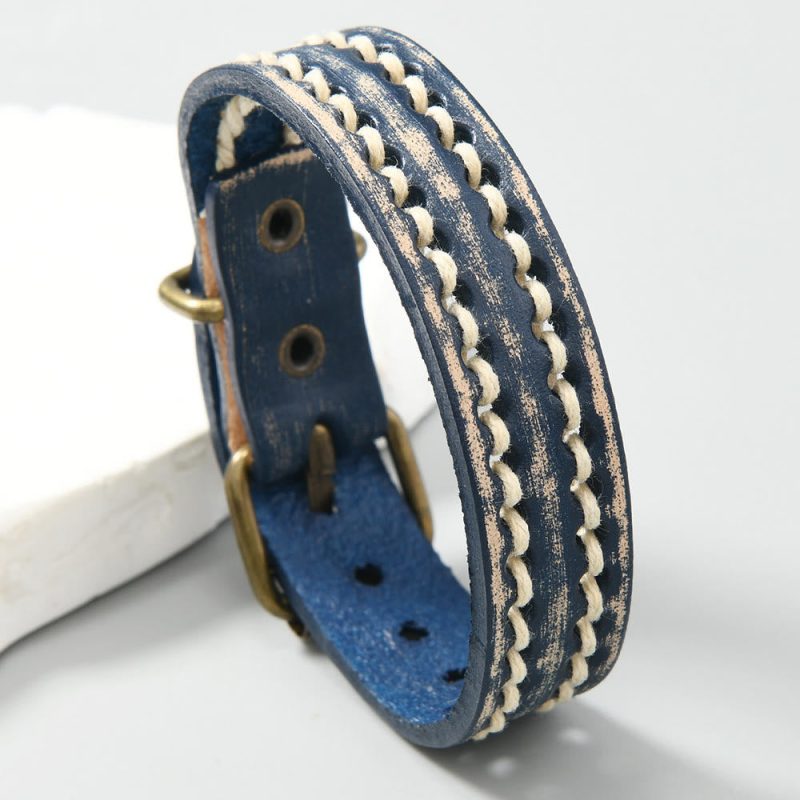 EXQUISITE IN Vintage Leather Adjustable Buckle Strengthen Bracelet - Image 11