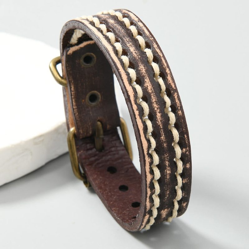 EXQUISITE IN Vintage Leather Adjustable Buckle Strengthen Bracelet - Image 14
