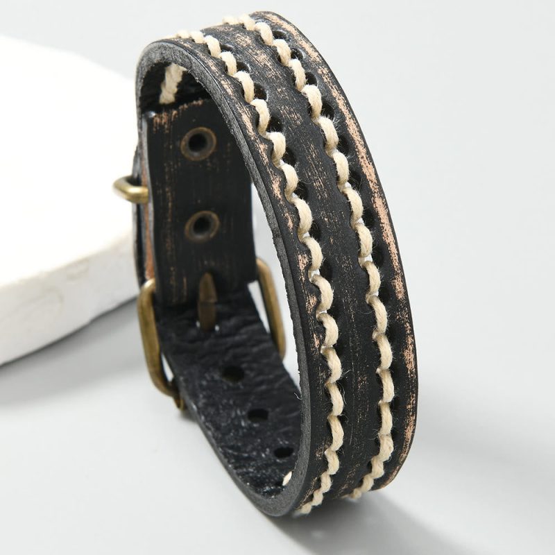 EXQUISITE IN Vintage Leather Adjustable Buckle Strengthen Bracelet - Image 5