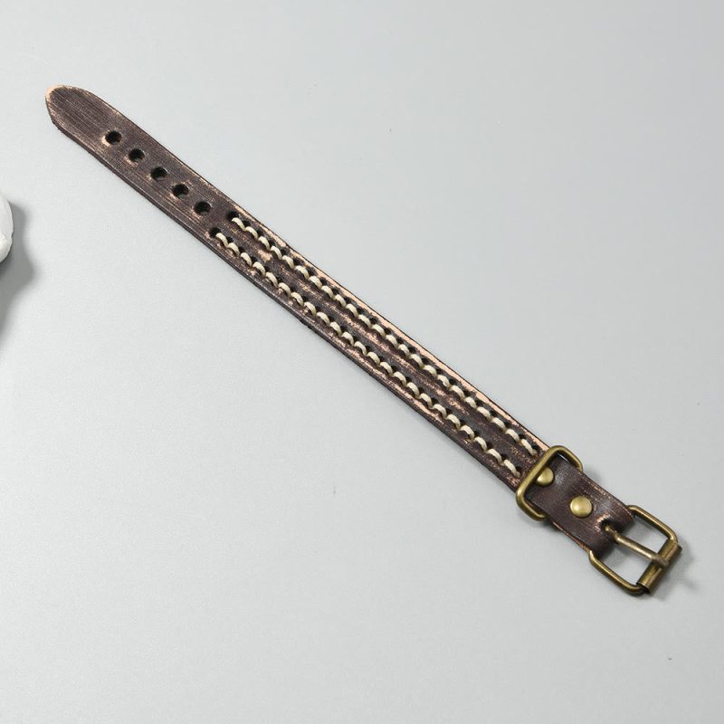 EXQUISITE IN Vintage Leather Adjustable Buckle Strengthen Bracelet - Image 16