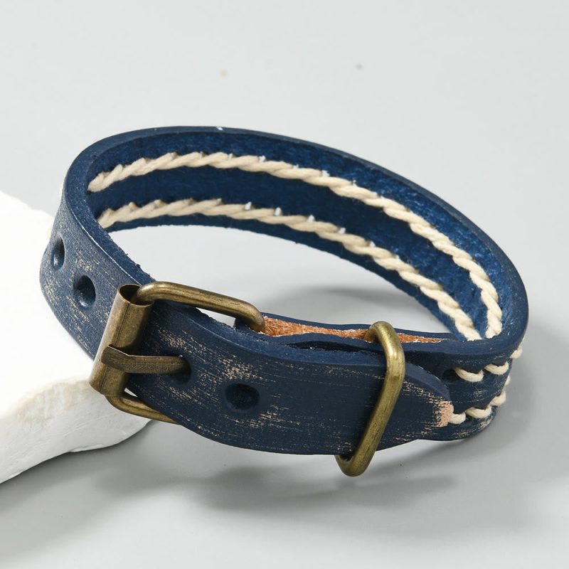 EXQUISITE IN Vintage Leather Adjustable Buckle Strengthen Bracelet - Image 13