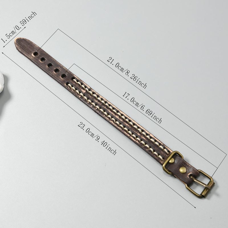 EXQUISITE IN Vintage Leather Adjustable Buckle Strengthen Bracelet - Image 17
