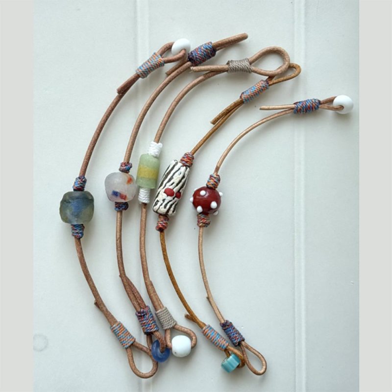Fortune Flow Glass Bead Leather Bracelet - Image 4