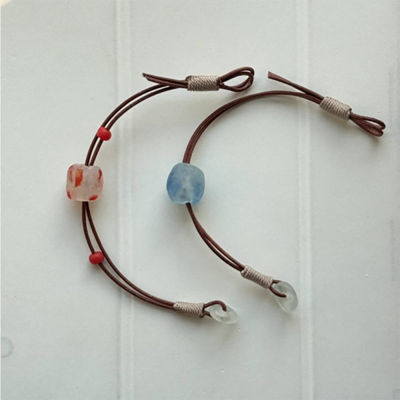 Fortune Flow Glass Bead Leather Bracelet - Image 6
