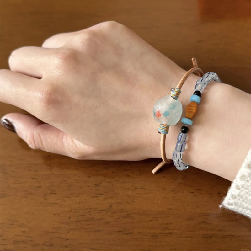Wish Loop Handmade Glass Bead Bracelet - Image 2