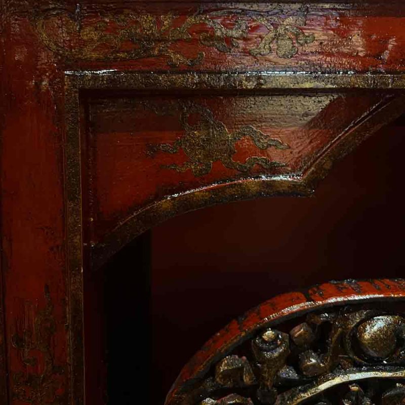 17th Century Painted Kirtimukha Tibetan Cabinet From East Tibet - Image 5
