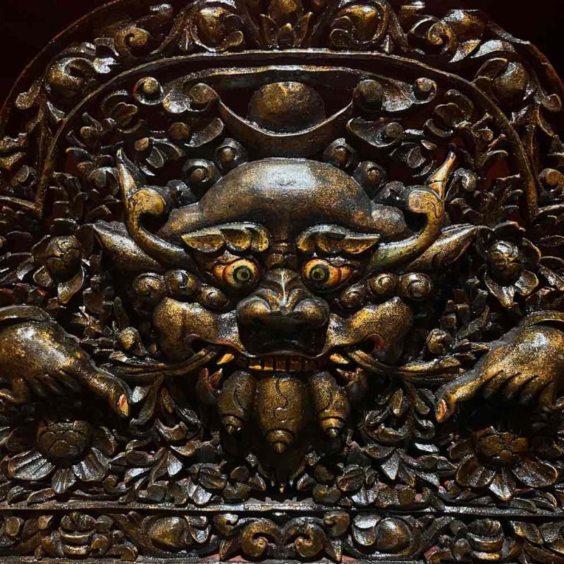 17th Century Painted Kirtimukha Tibetan Cabinet From East Tibet - Image 3