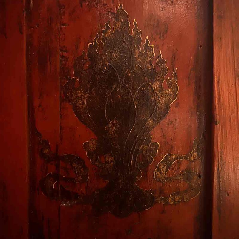 17th Century Painted Kirtimukha Tibetan Cabinet From East Tibet - Image 6