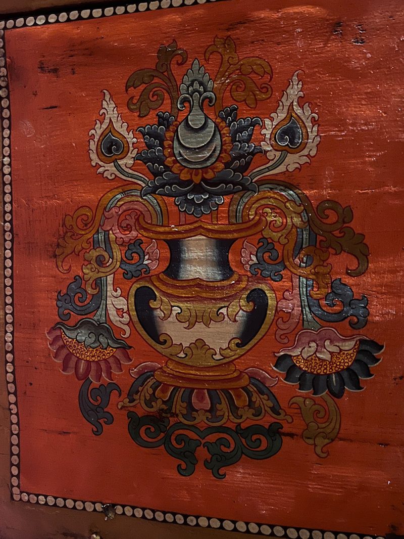 18th Century Colorful Three-Eyed Guardian Buddha Treasure Chest Tibetan Storage Box Furniture From Central Tibet - Image 6
