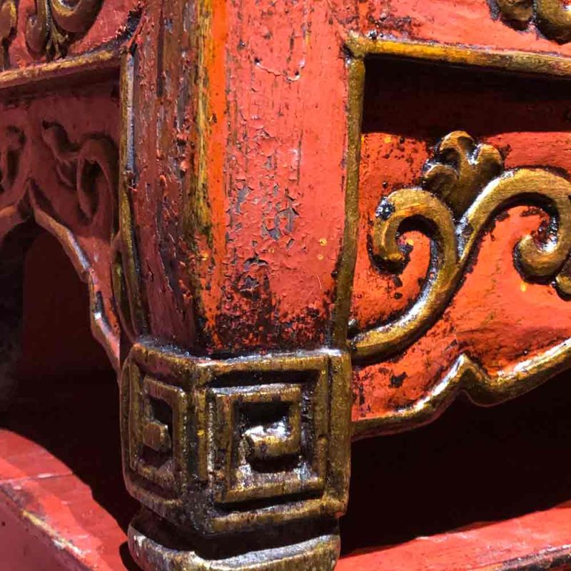 18th Century Kirtimukha Carvings Tibetan Dharma Table From East Tibet - Image 5