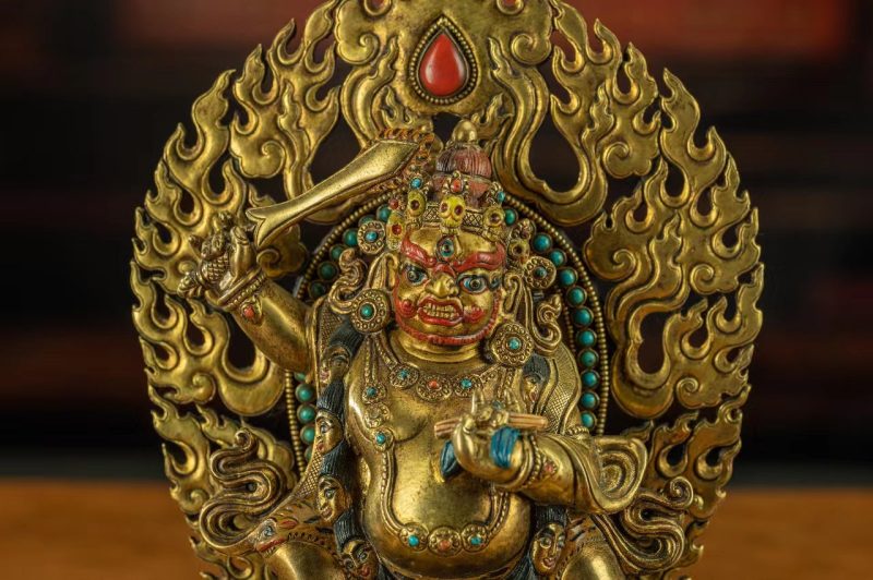 18th Century Yamantaka Tibetan Antique Buddha Statue Bronze Gilt From Tibetan Palace - Image 8