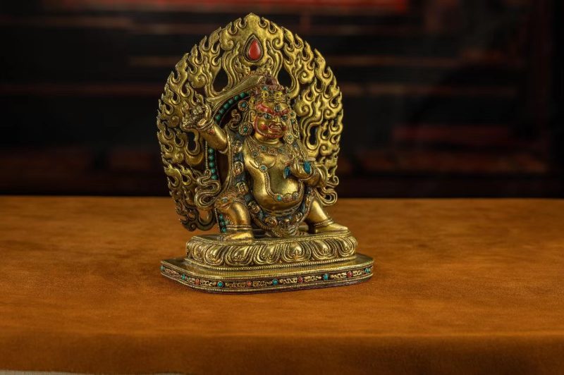 18th Century Yamantaka Tibetan Antique Buddha Statue Bronze Gilt From Tibetan Palace - Image 10