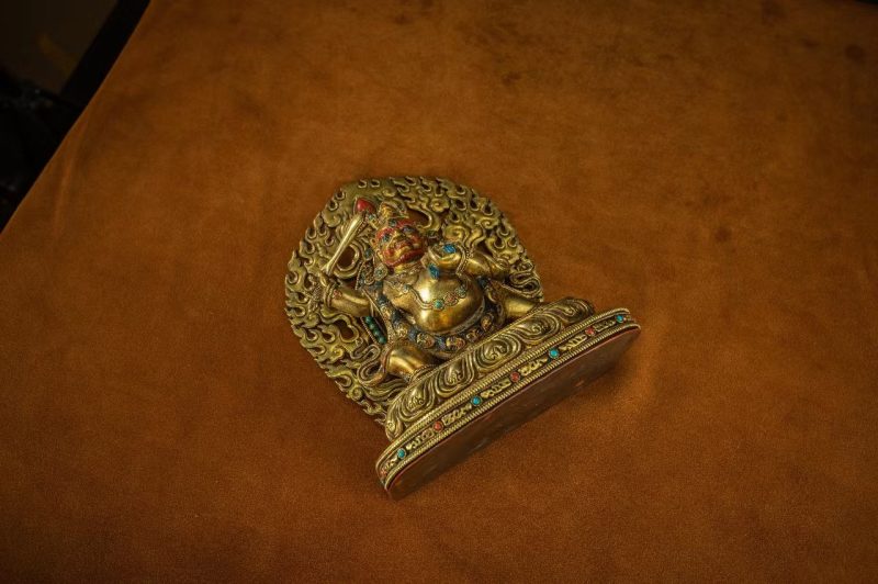 18th Century Yamantaka Tibetan Antique Buddha Statue Bronze Gilt From Tibetan Palace - Image 14