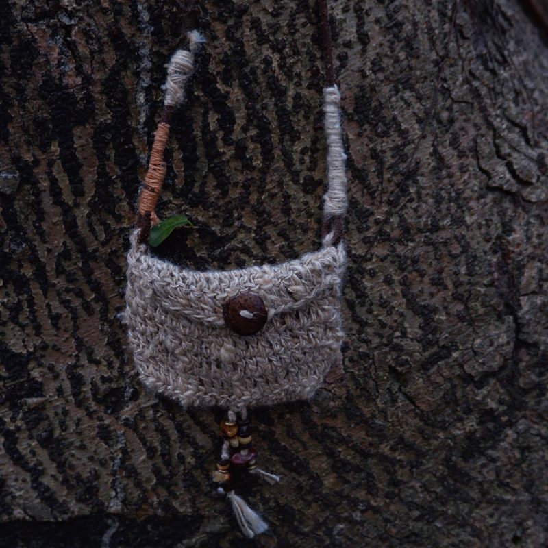 Tranquility Handmade Decorative Pouch with Natural Beads - Image 3