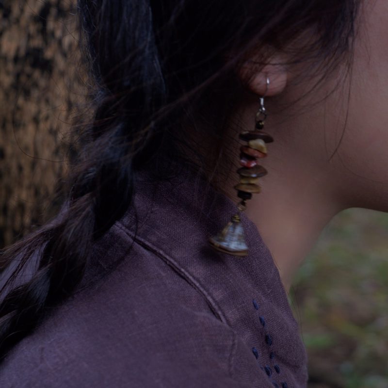 Fortune Flow Natural Stone Earrings with Agate and Brass - Image 3