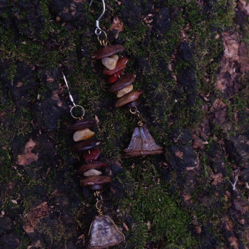 Fortune Flow Natural Stone Earrings with Agate and Brass - Image 2