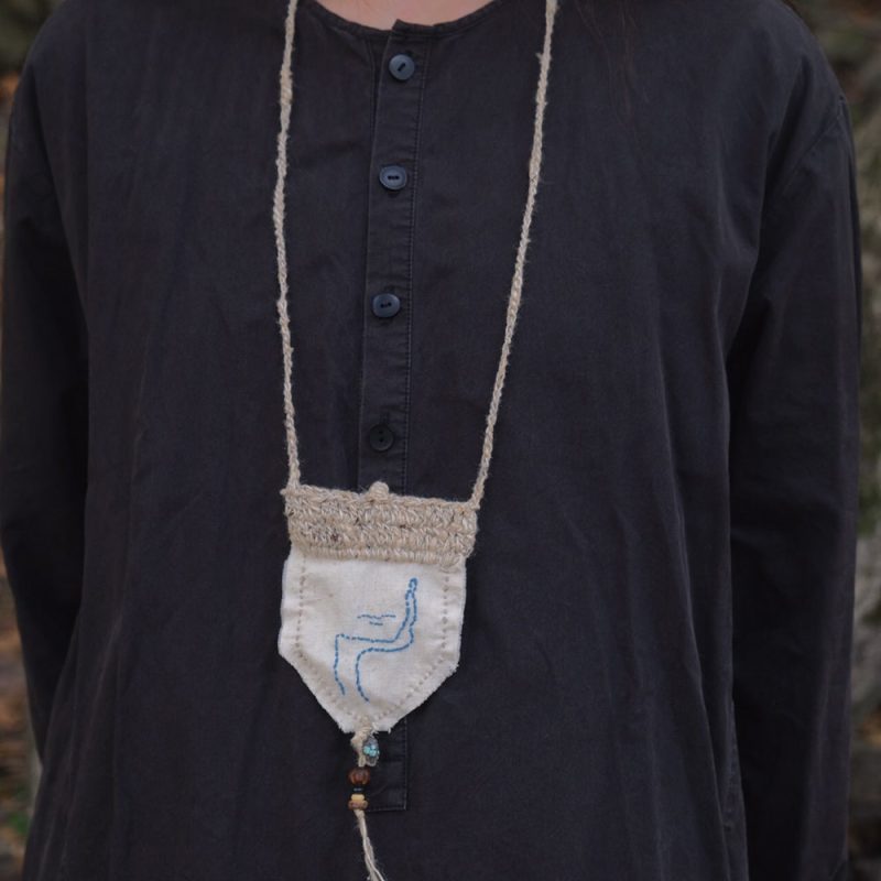 Serenity Silk Pendant Pouch with Natural Beads - Image 2