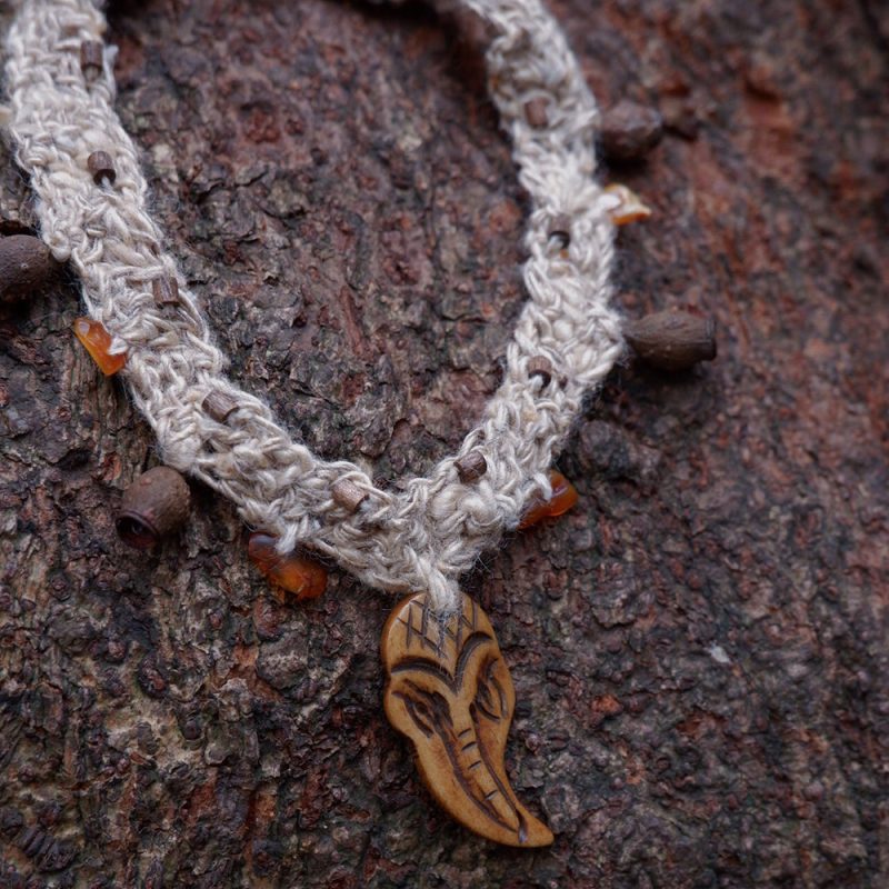 Guardian Spirit Handmade Necklace with Amber and Yak Bone - Image 2