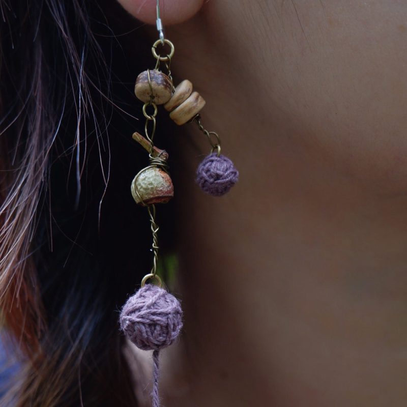Divine Blessing Protection Earrings with Natural Wood & Silver - Image 3