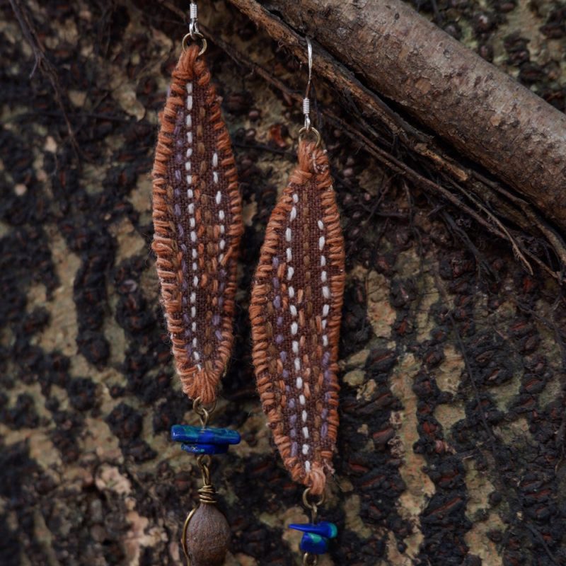 Wealth Embrace Earrings – Lapis Lazuli & Brass - Image 2