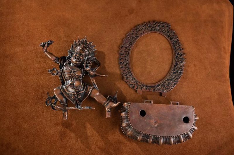 19th Century Vajrapani Tibetan Antique Buddha Statue Purple Lima Copper From Tashi Lhunpo Monastery - Image 10